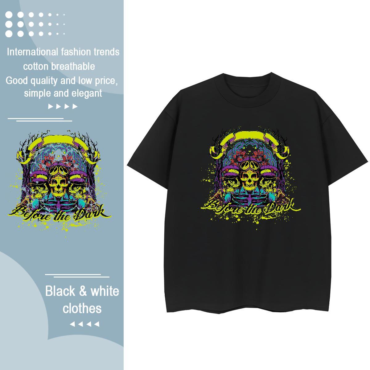 Unisex T Shirts Men 230g Cotton skull Spring Summer DIY Logo Oversized O Neck Short Sleeves Tshirt for Man Woman Factory Direct Tshirts