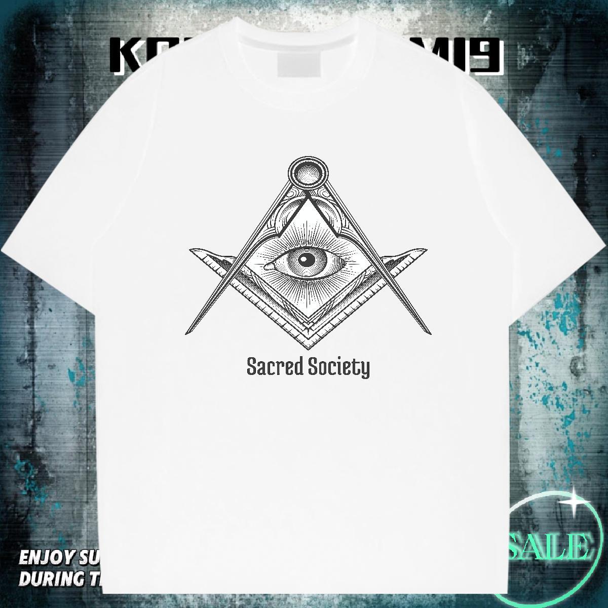 Comfortable Mens T Shirts 100% Cotton 230g eye of the devil Street Casual Anime Print Breathable Crew Neck Tshirts Fashion New Clothings