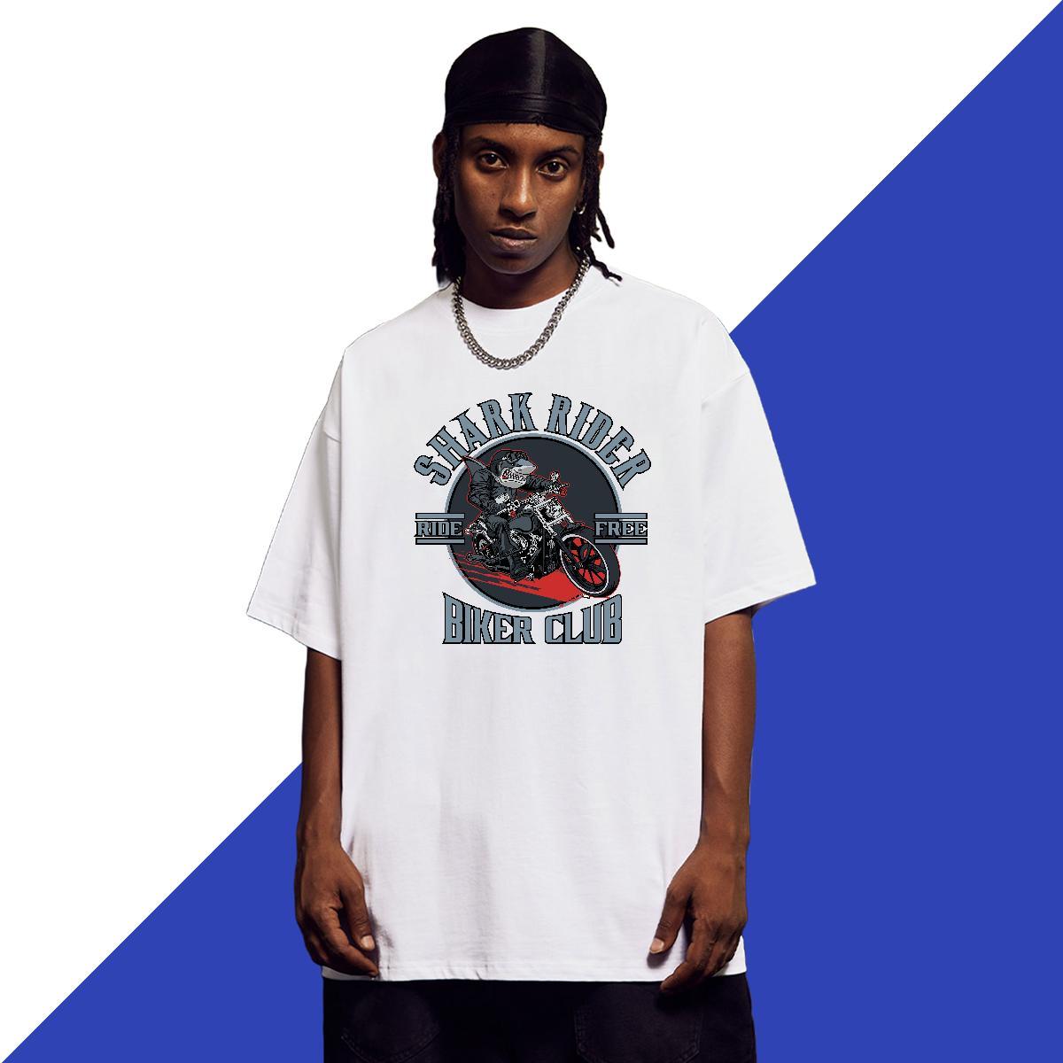 Free Shipping T-Shirts for Men 230g 100% Cotton motorbike Daily Wear Custom Cartoon Breathable Crew Neck Men Tshirts Customized Tops Tees