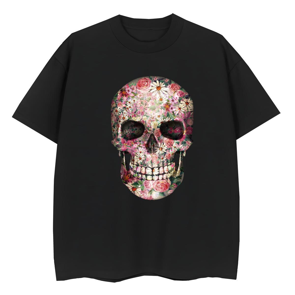 Comfortable Mens T Shirts 230g 100% Cotton skull Casual Daily Wear Plus Size Cartoon Breathable Crew Neck Tshirt for Man Woman Fashion Designer Tee Sh