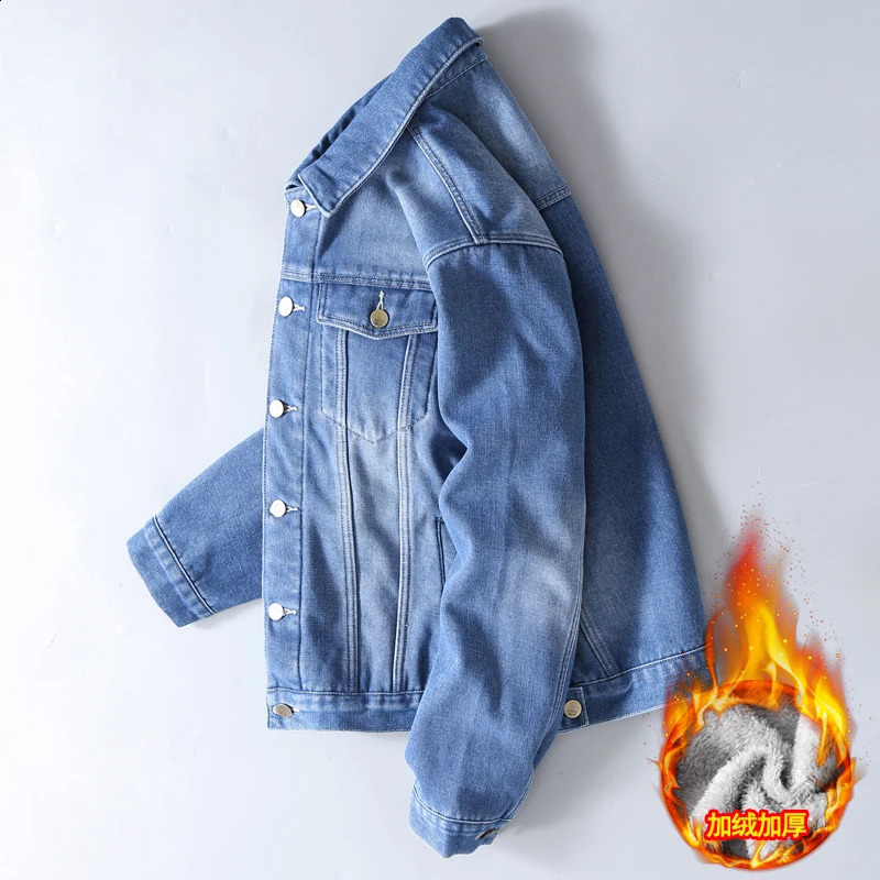 Mens winter denim jacket light blue warm mens wool lining thick Plus size 4xl 240824