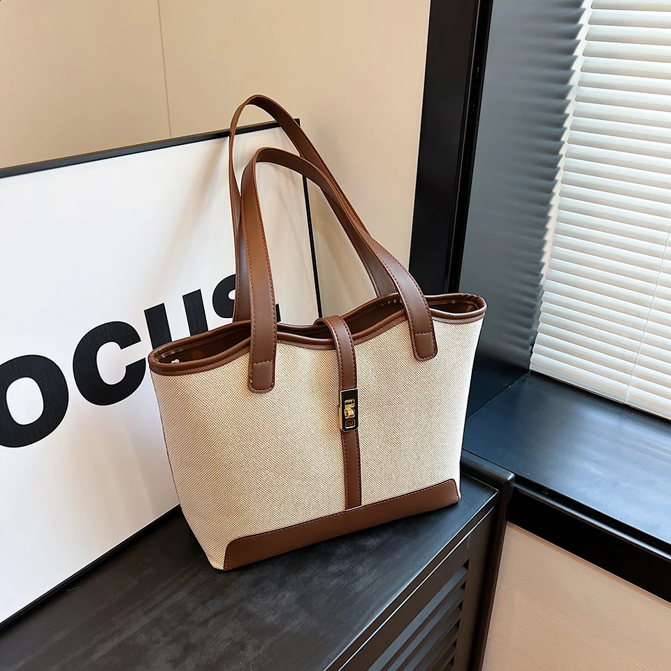 1 piece travel leisure large capacity womens bag fashion shoulder work commute canvas Tote 240826