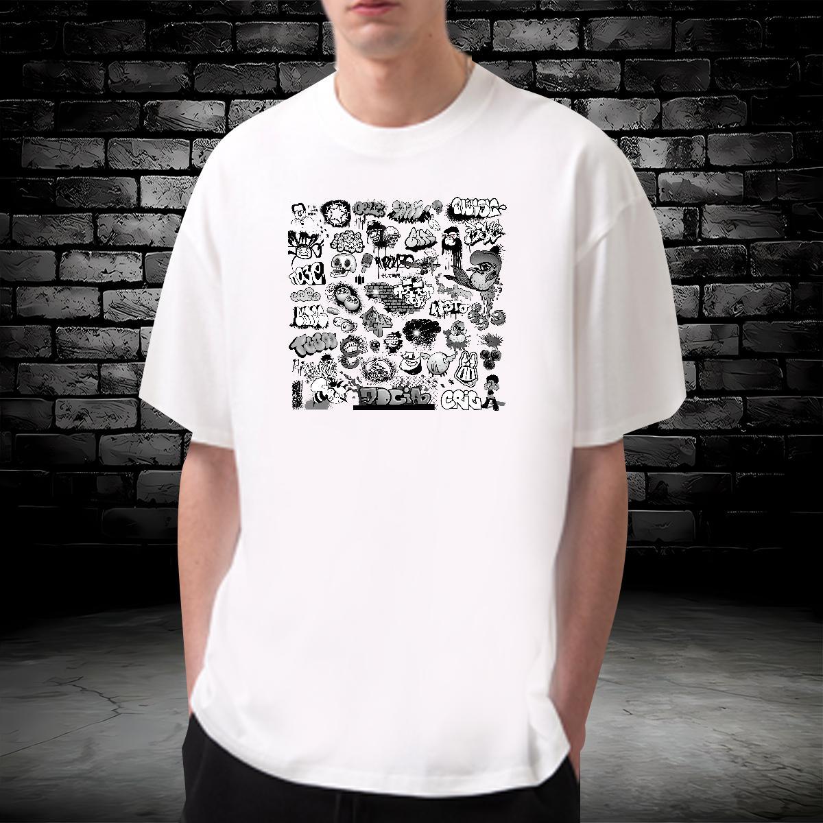Cool Design Man T Shirts 230g 100% Cotton skull Hip Hop Street Skull Round Neck Short Sleeve Men Tshirts Wholesale Tops Shirt