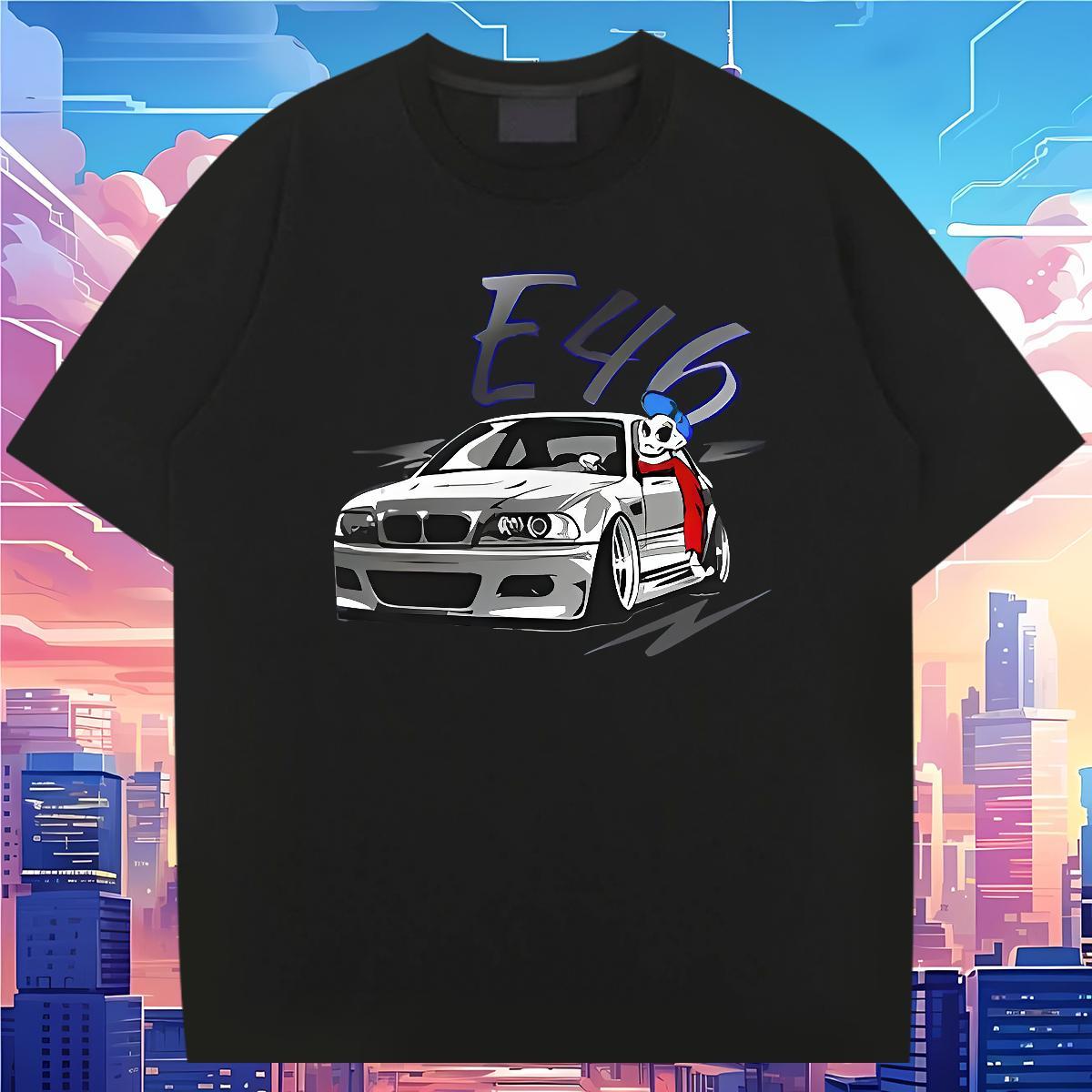 Loose T Shirt For Man 230g Cotton car High Street Hip Hop Oversized Pure Cotton Tshirts Fashion Design Clothings