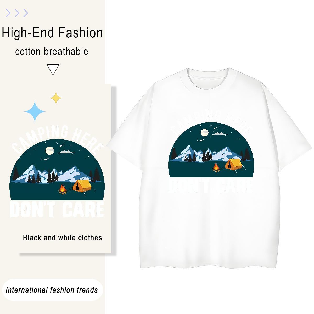 Brand Women Tees 100% Cotton 230g mountains Sports Casual Woman T Shirts Breathable Soft Black White Tee Shirt