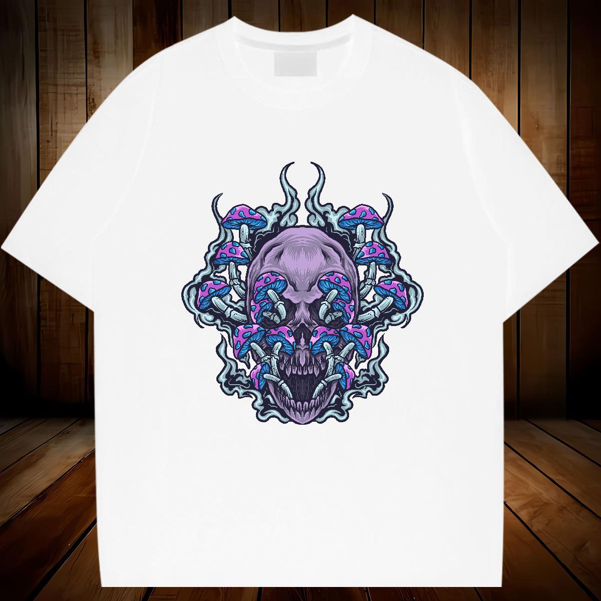 Classic T Shirts Men 100% Cotton 230g skull Street Casual Custom Big Size Breathable Short Sleeve Mens Tshirts Brand Top Tees