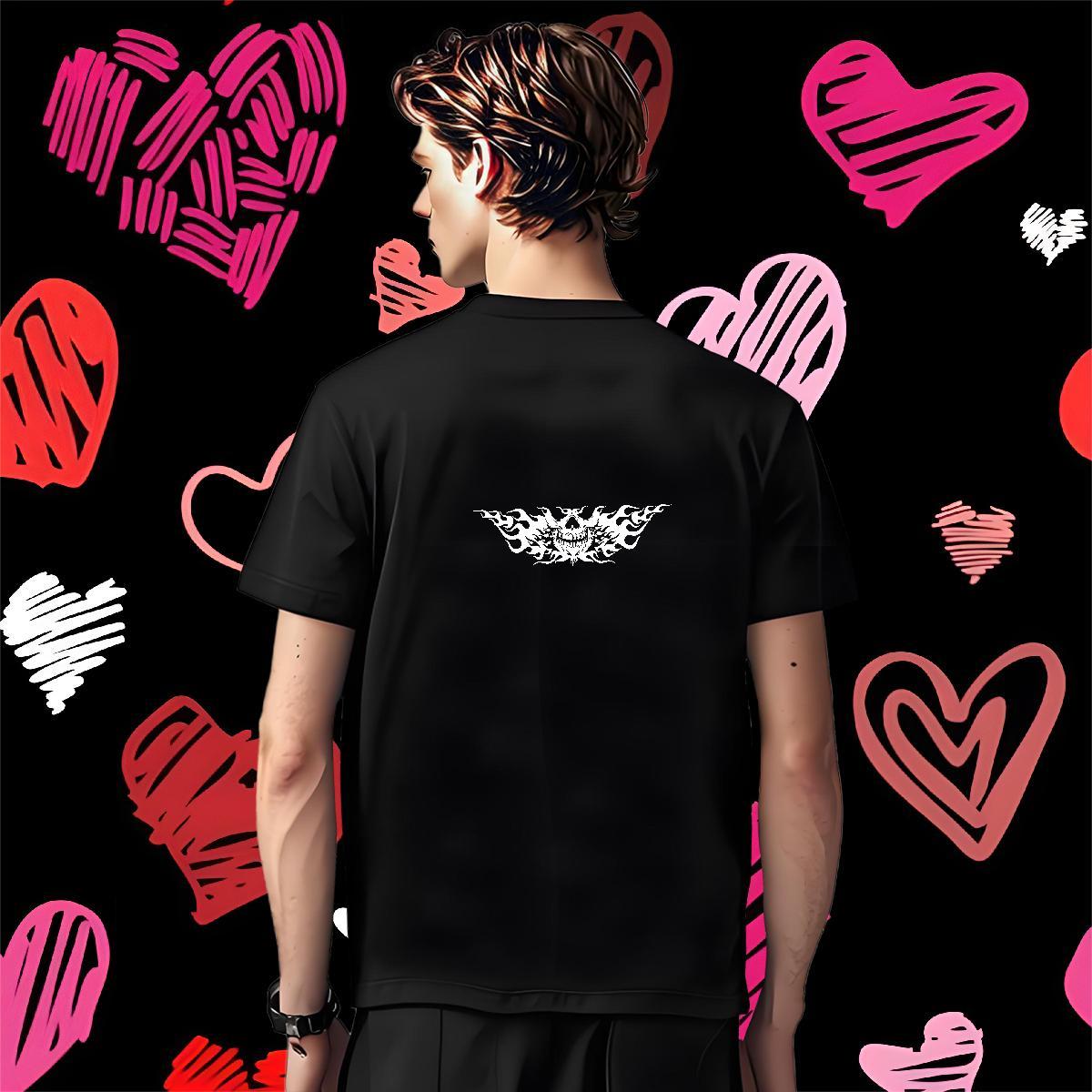 Loose Fit T-Shirts 230g Pure Cotton skull Hip Hop Black White Breathable Couples T Shirts Classic Casual Tops Shirt