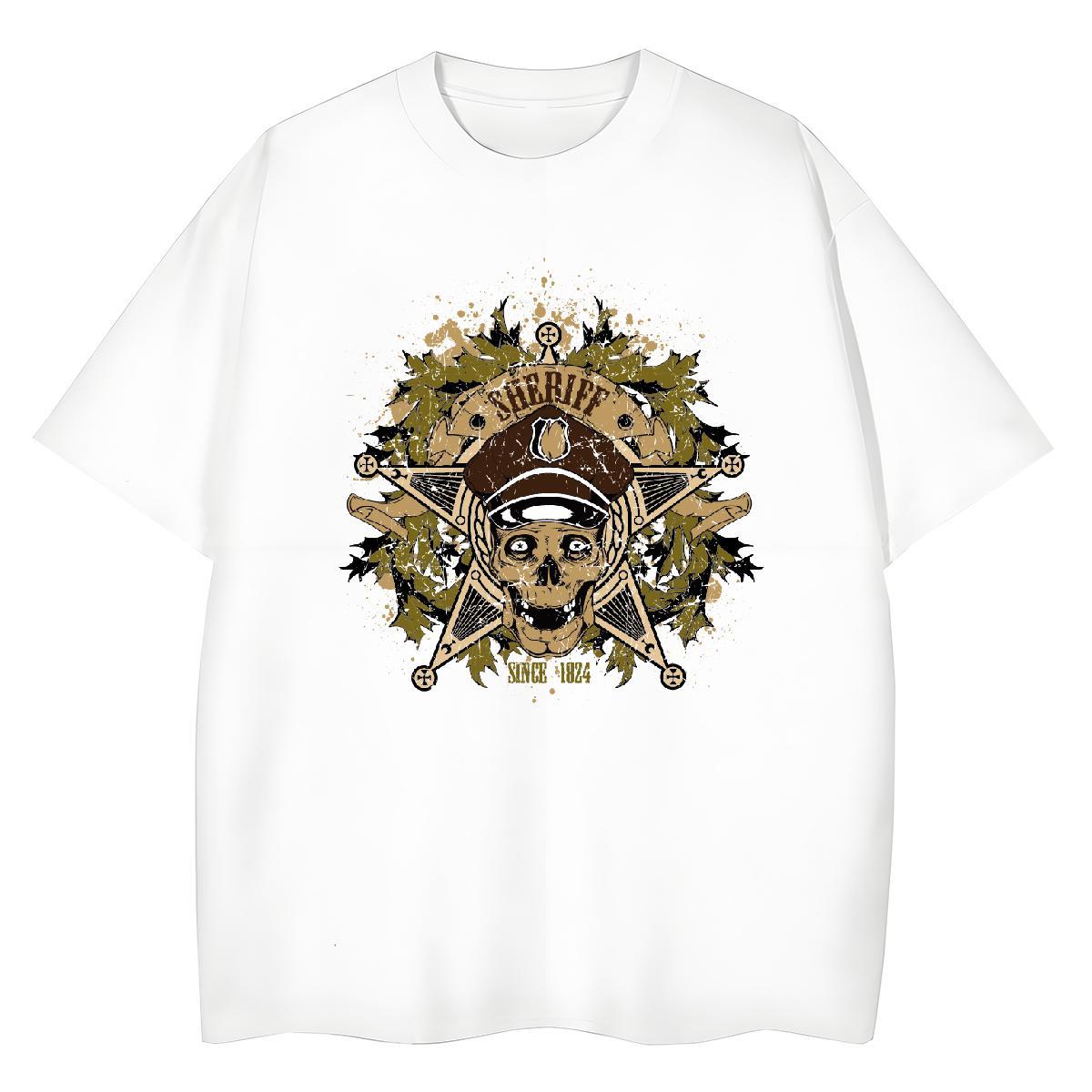 Comfortable Man T Shirts 100% Cotton 230g skull Street Casual Oversized Round Neck Short Sleeve Tshirt for Man Woman New Designer Tshirts