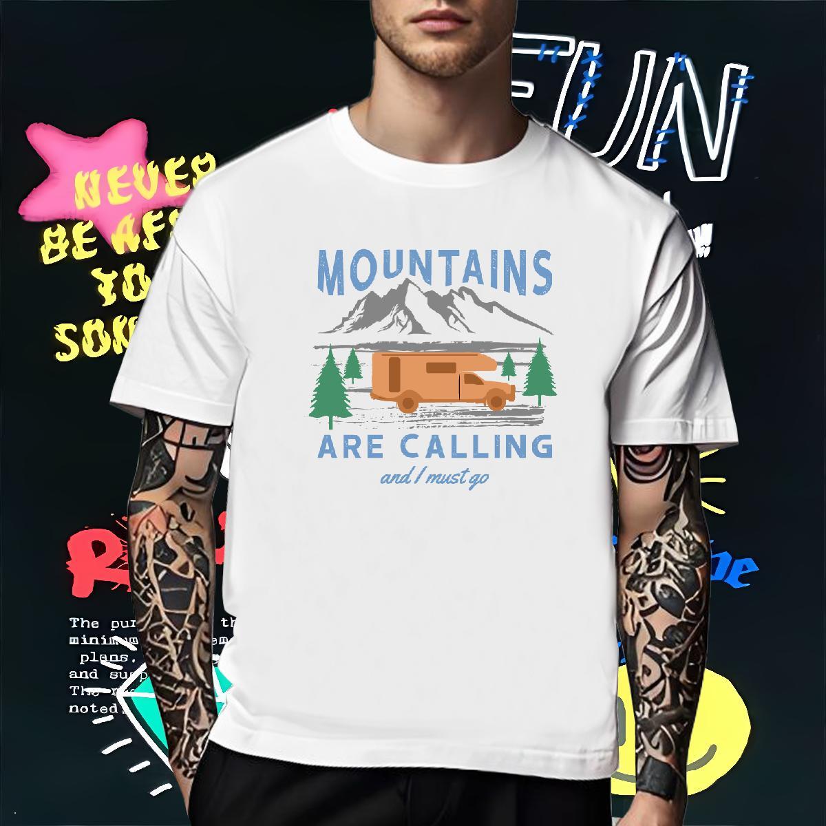 Designer T Shirt For Man 230g 100% Cotton mountains Hip Hop Street Cartoon Print Crew Neck Breathable Men Clothes T-Shirt Factory Direct Wear