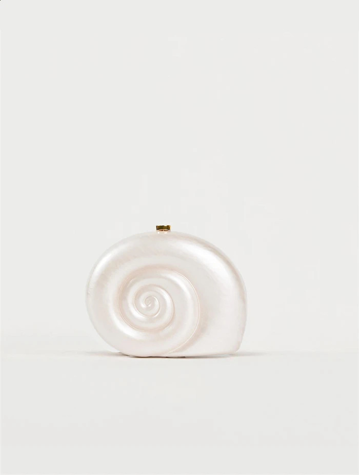 Snail shape Clutch Bag Acrylic purse women wedding evening party cute ivory pearl color handbag summer 2024 240824Z