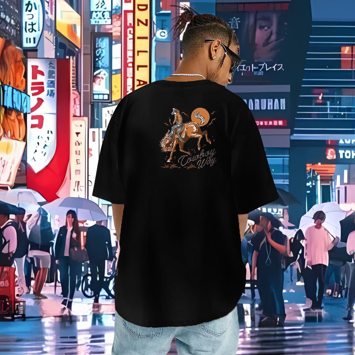 Popular T-Shirts for Men 230g Cotton character Street Wear Skull Breathable Short Sleeve Men Clothes T-Shirt 2024 Summer Tees Shirts