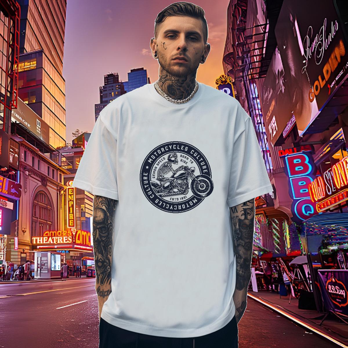 High Quality T Shirt For Man 230g Cotton skull Daily Wear Anime Pure Cotton Men Tshirts Stylist Tops
