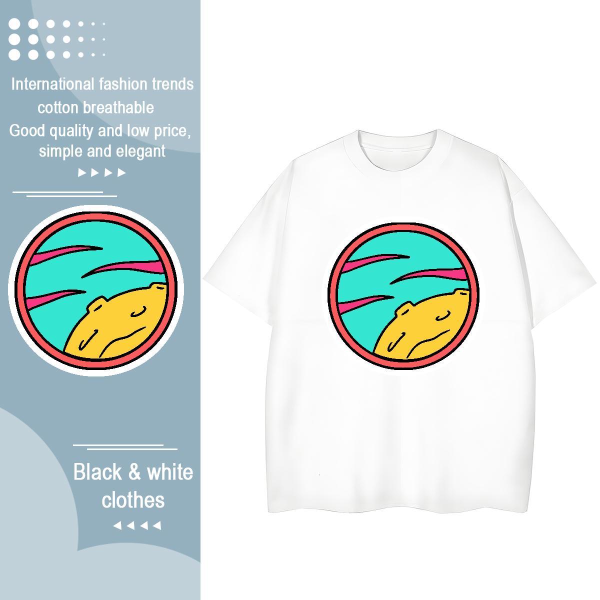 High quality Unisex Tshirts 230g 100% Cotton planet Daily Outfit T-Shirts for Women Breathable Short Sleeve Floral Print Clothings