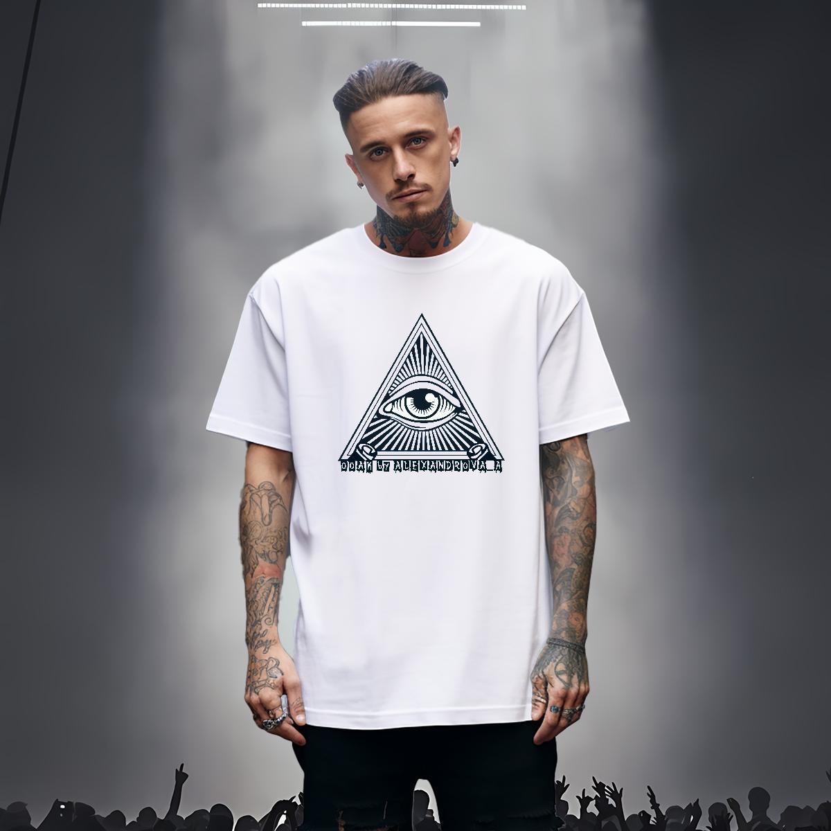 Wholesale Mens T Shirts 230g 100% Cotton eye of the devil Casual Beach White Plus Size O-Neck Short Sleeve Men Tees Classic Casual Tshirts