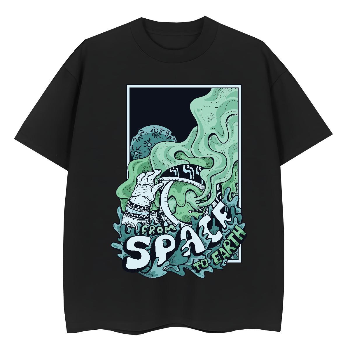 5A Couples T Shirts 230g 100% Cotton universe Home Outdoor T Shirts Women Round Neck Short Sleeve Skull Tops Shirt