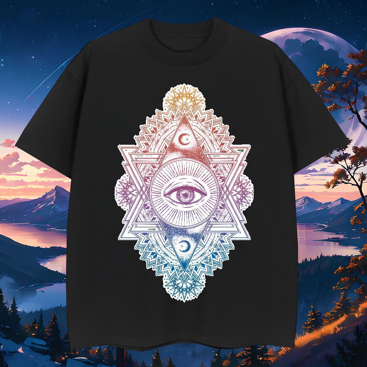 High Quality Man T Shirts 230g Pure Cotton eye of the devil Hip Hop Street Customized Breathable Crew Neck Men Tees DIY Tops Shirt