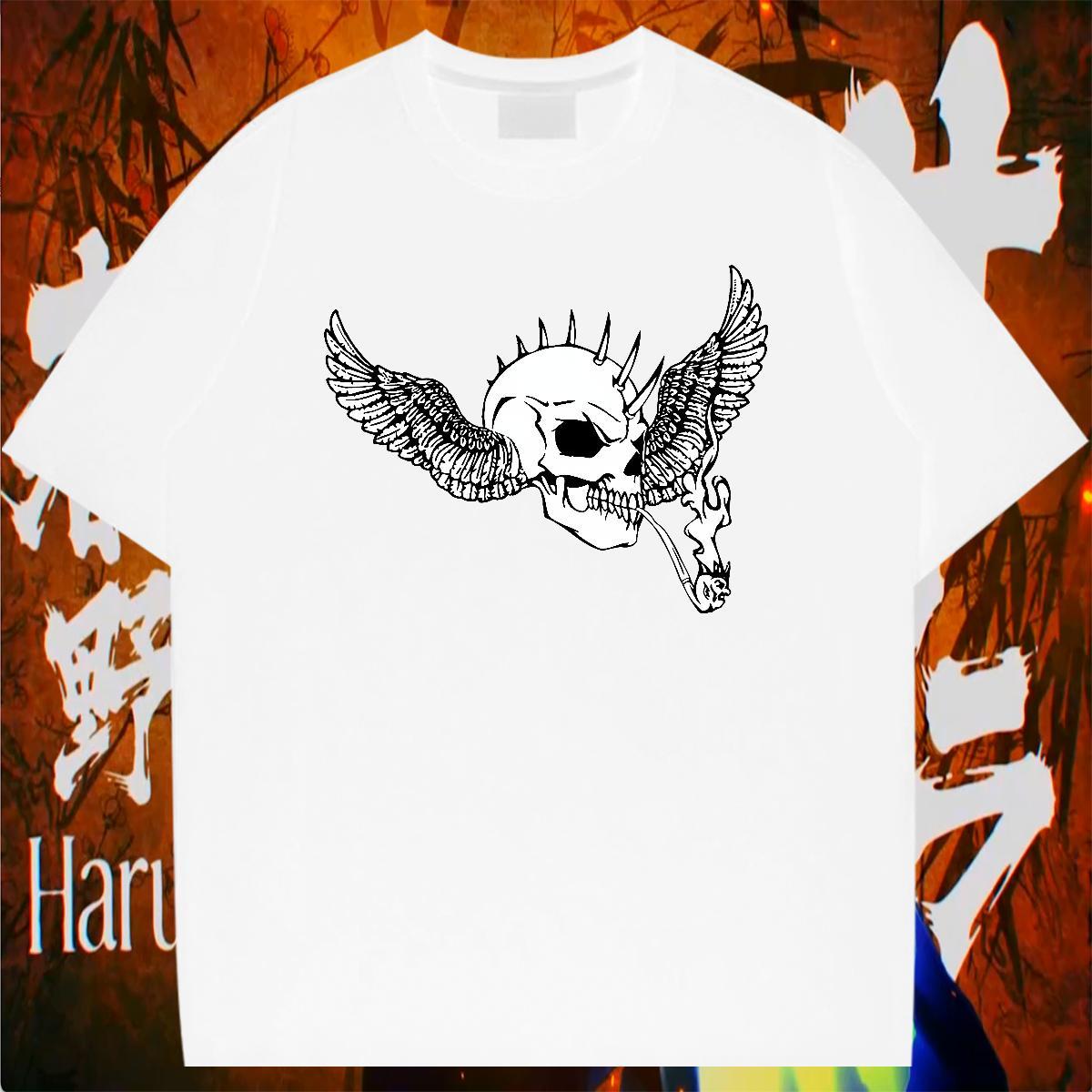 Brand Men T Shirts 100% Cotton 230g skull Casual DIY Anime Breathable Short Sleeve Mens Tshirts 2024 DIY Tops Tees
