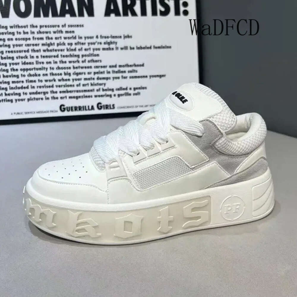 Sneakers Casual Men Designer White Fashion Microfiber Leather Fabric Breathable Height Increased Flat Platform Board Shoes