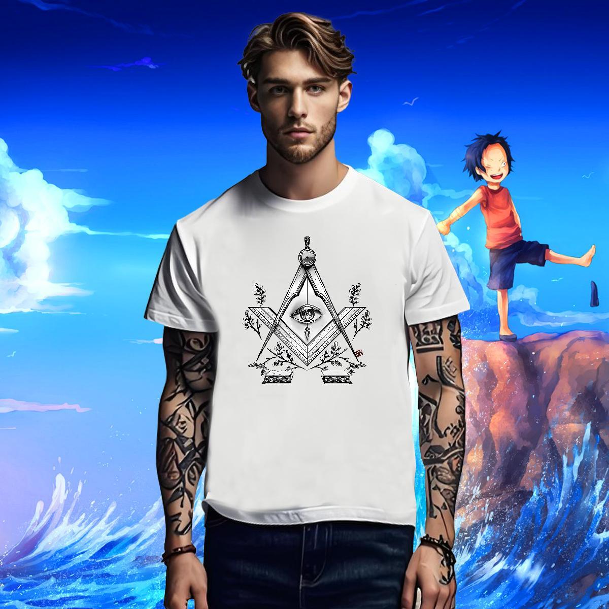 Comfortable Men T Shirts 230g 100% Cotton eye of the devil Summer Casual Graphic Crew Neck Breathable Men Tees Factory Direct Polos