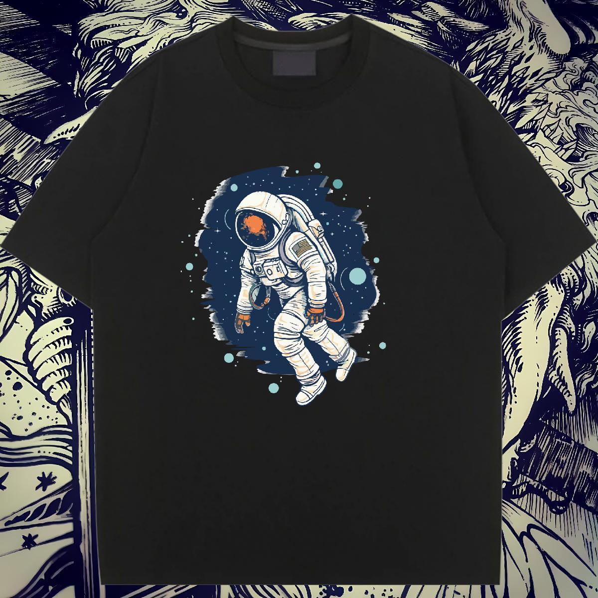 High quality Couples T Shirts 230g 100% Cotton universe Beach Woman T Shirts Crew Neck Custom Printing Tees