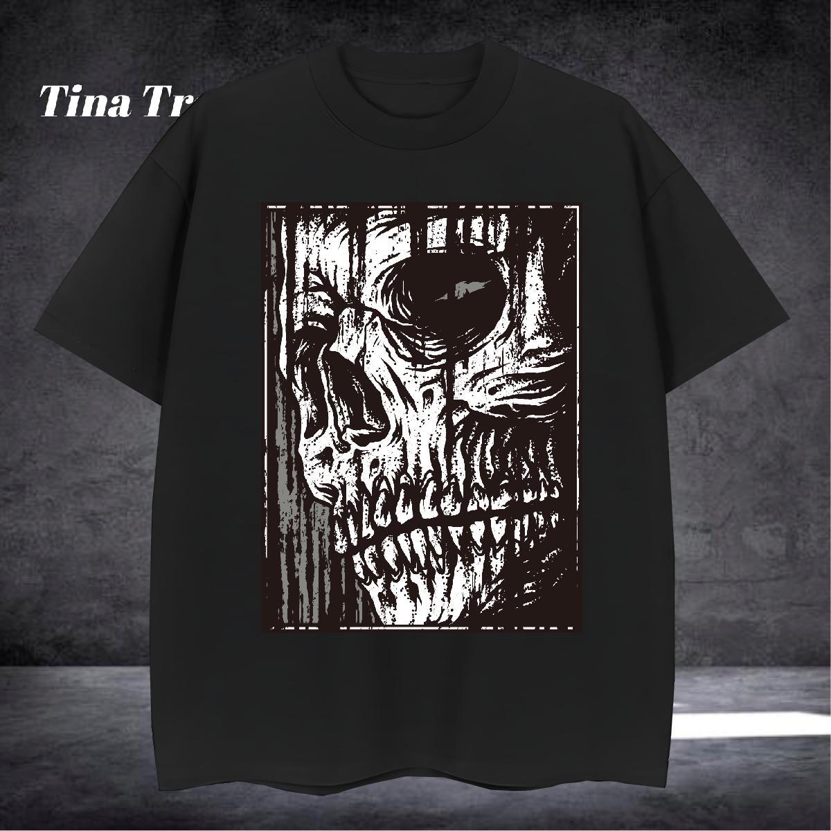 Brand Man T Shirts 230g 100% Cotton skull Street Custom Print Oversized Crew Neck Breathable Tshirts Classic Polos