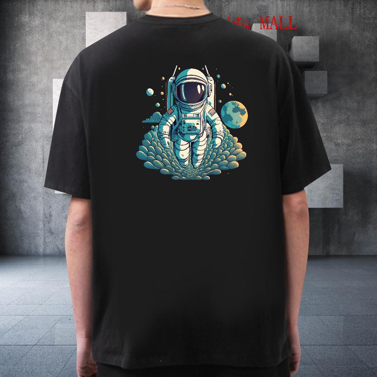 High Quality T-Shirts 100% Cotton 230g spaceman Daily Outfit Cartoon Print Round Neck Short Sleeve Men Clothes T-Shirt Stylist Tees