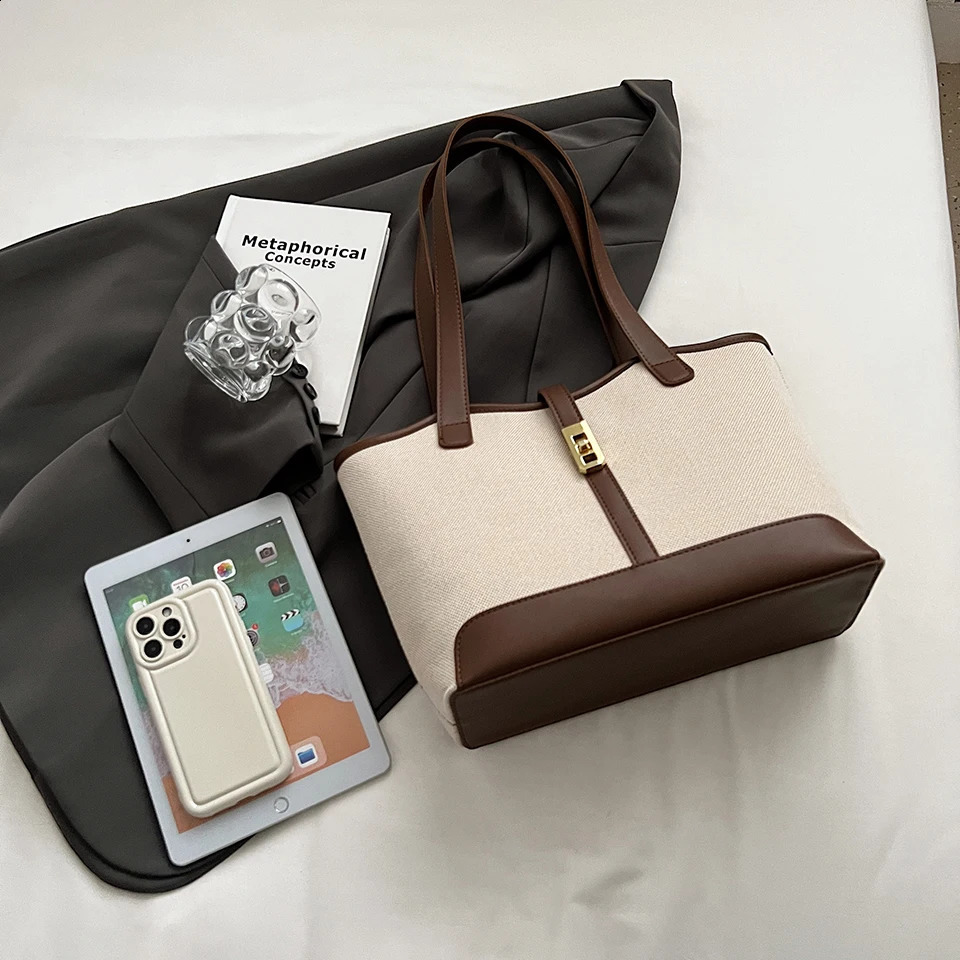 1 piece travel leisure large capacity womens bag fashion shoulder work commute canvas Tote y240828