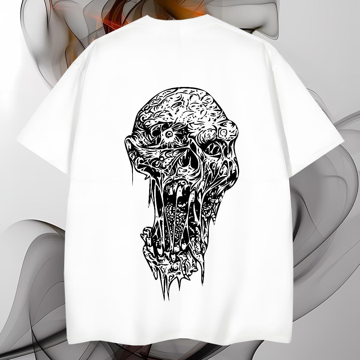 Classic T shirt 230g Pure Cotton skull Summer Casual Graphic Short Sleeve O-Neck Tshirt for Man Woman Brand Top Tees