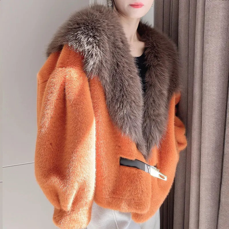 RONGNI Womens Fur Coat Loose Thick Jacket Autumn Winter Artificial 240824