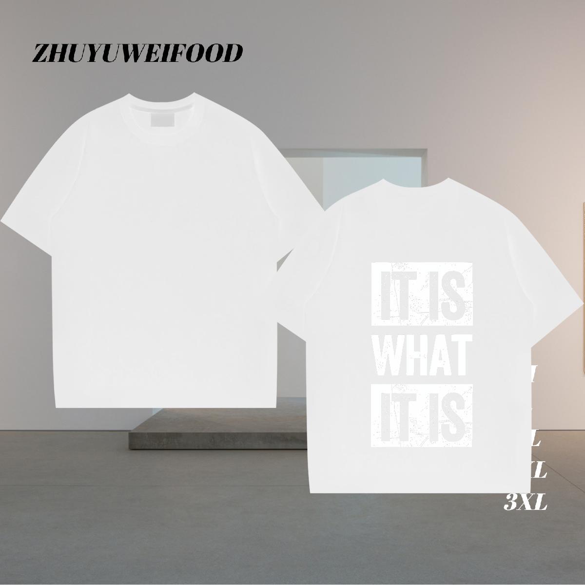 Unisex T-Shirts for Men 100% Cotton 230g letter Daily Wear DIY Anime Crew Neck Couples T Shirts New Top Tees