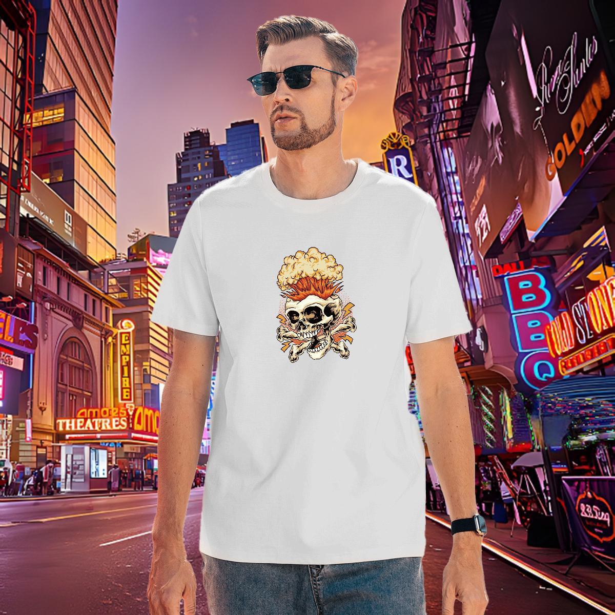 High Quality Men T Shirts 100% Cotton 230g skull Sports Casual DIY Anime Breathable Short Sleeve Men Clothes T-Shirt DIY Customized Tees Shirts