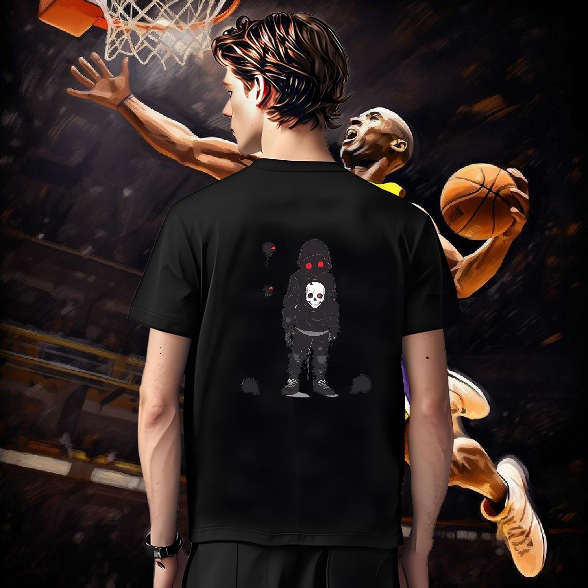 Comfortable Man T Shirts 230g Cotton skull Daily Wear Plus Size Cartoon Round Neck Short Sleeve Mens Tshirts 2024 Summer Tees