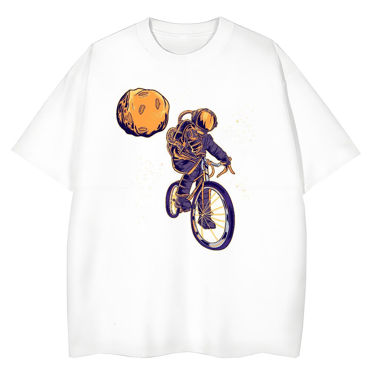 Loose Tshirt for Man Woman 100% Cotton 230g cosmonaut Street Wear Women T Shirts Short sleeve Soft Cartoon Anime Top Shirts