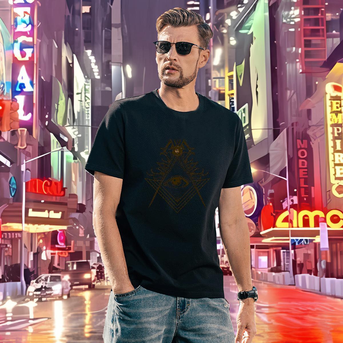 TOP Quality Man T Shirts 230g 100% Cotton eye of the devil High Street Hip Hop Custom Cartoon Breathable Short Sleeve Couples T Shirts DIY Customized 