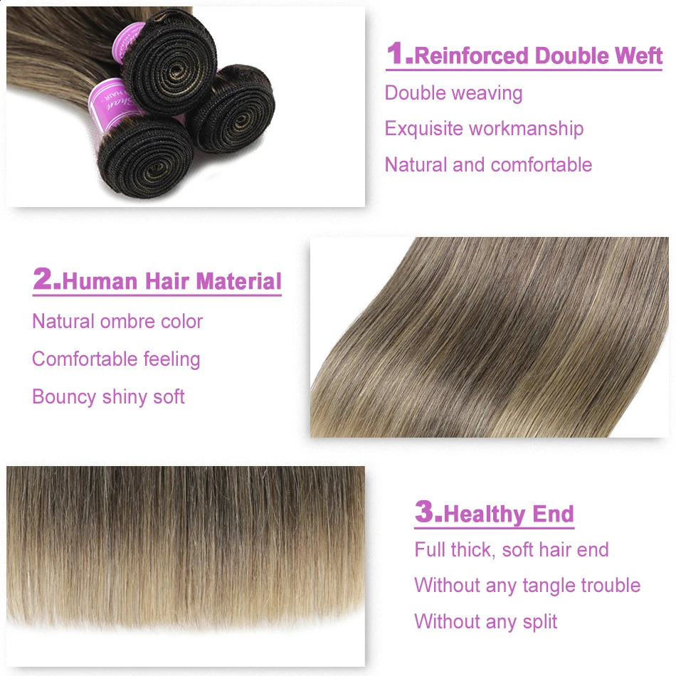 Ombre Highlight 1B 27 Straight Bundle 100 Human Hair Remy Color 13 240801