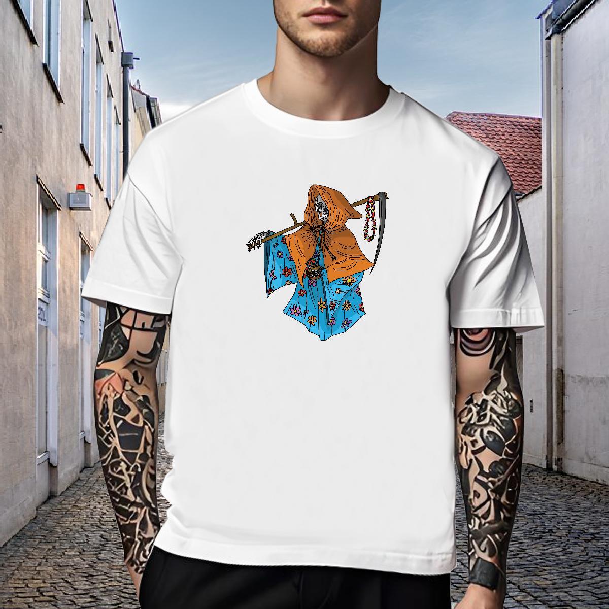 Brand Men T Shirts 230g Cotton skull Daily Wear Custom Cartoon O Neck Short Sleeves Couples T Shirts Customized Tops Shirt