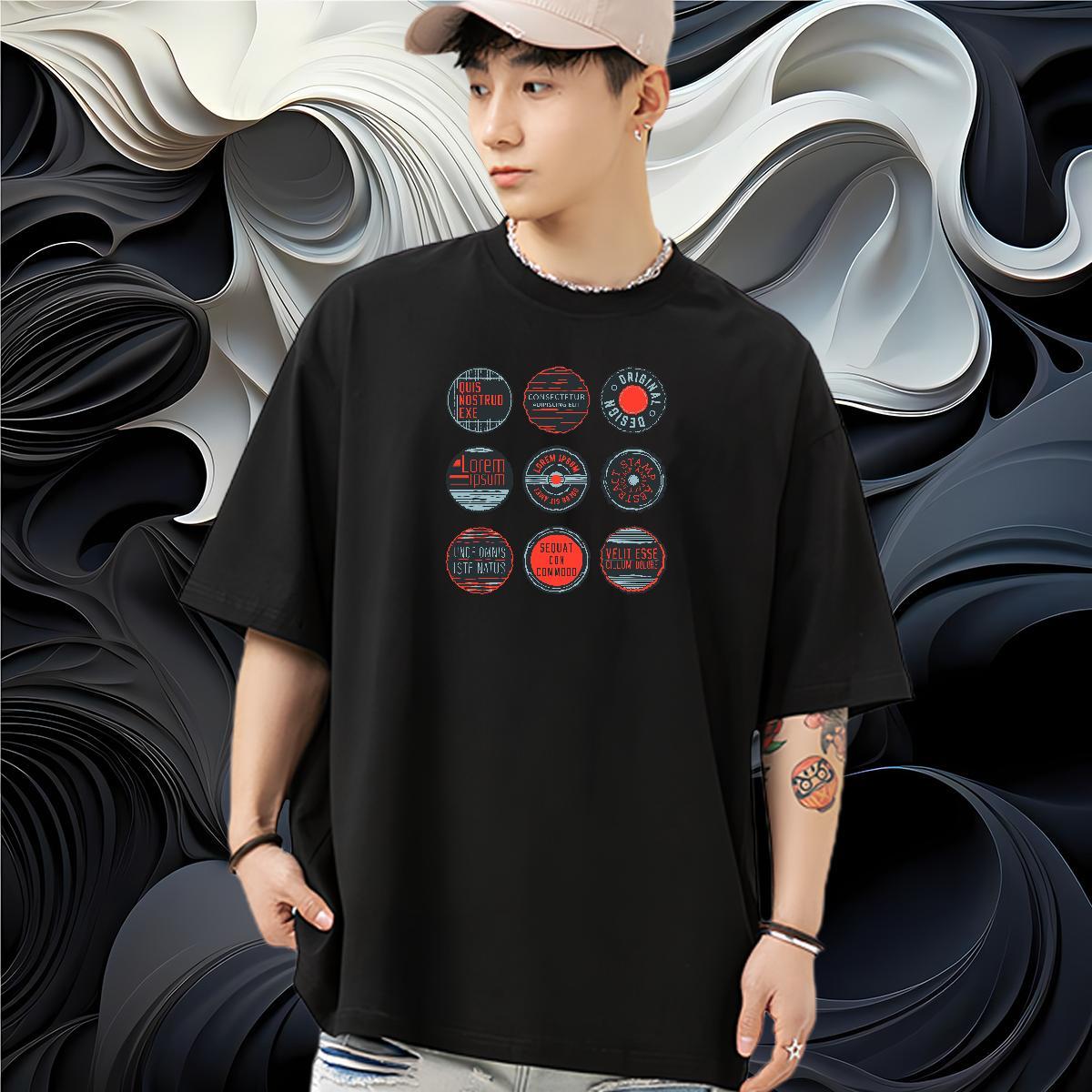 TOP Quality T-Shirts 230g Pure Cotton letter Hip Hop Custom Print Oversized Crew Neck Breathable Men Tshirts Fashion Designer Top Tees