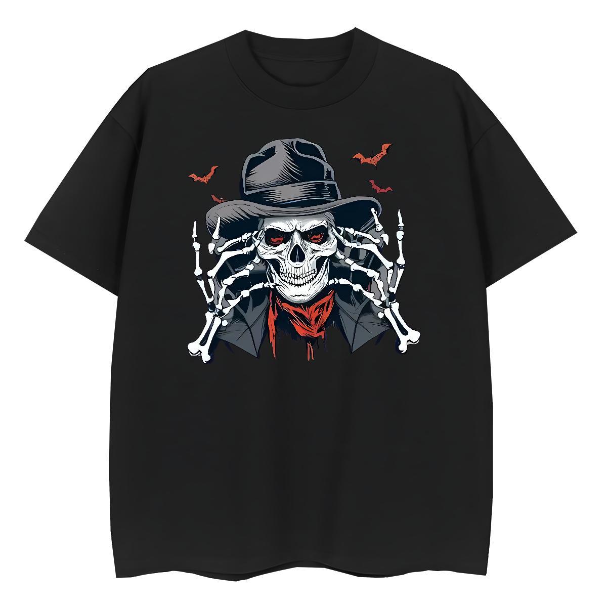 Designer T shirt 230g Cotton skull Hip Hop Customized Print Round Neck Short Sleeve Men Tops Tees Free Shipping Clothings