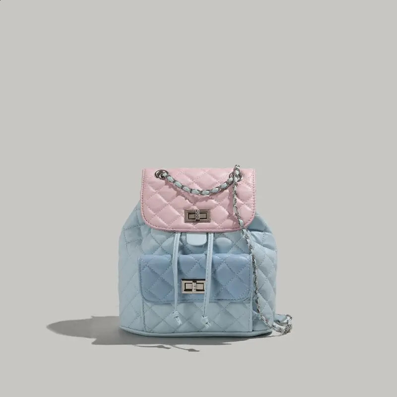 Advanced Sense Student Bag Fashion Small Backpackk Lingge Chain Bags Lady Backpack Leisure Backpacks Trend Travel Bag 240824