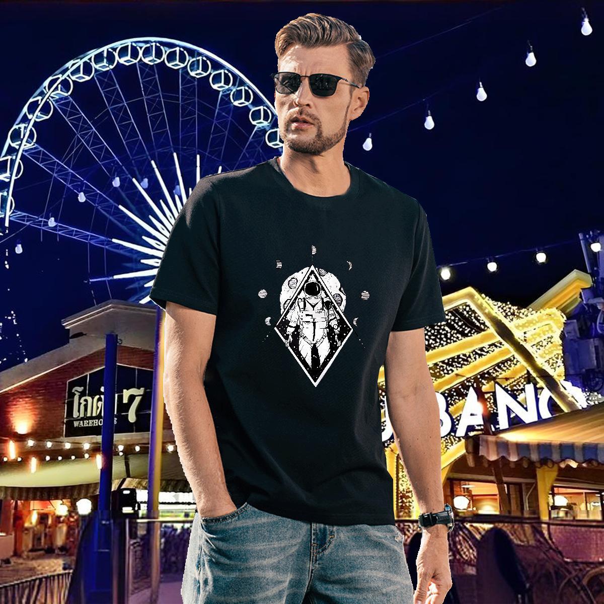 Classic T shirt 230g 100% Cotton eye of the devil Casual Graphic Short Sleeve O-Neck Mens Tshirts Stylist Tops