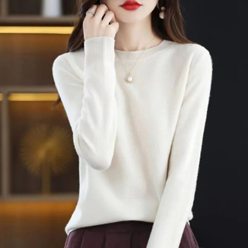 Xpqbb Women Sweater Autumn Winter Basic O-neck Knitted Pullovers Female Sweaters Casual Solid Long Sleeve Knitwear Bottoming Top 240824