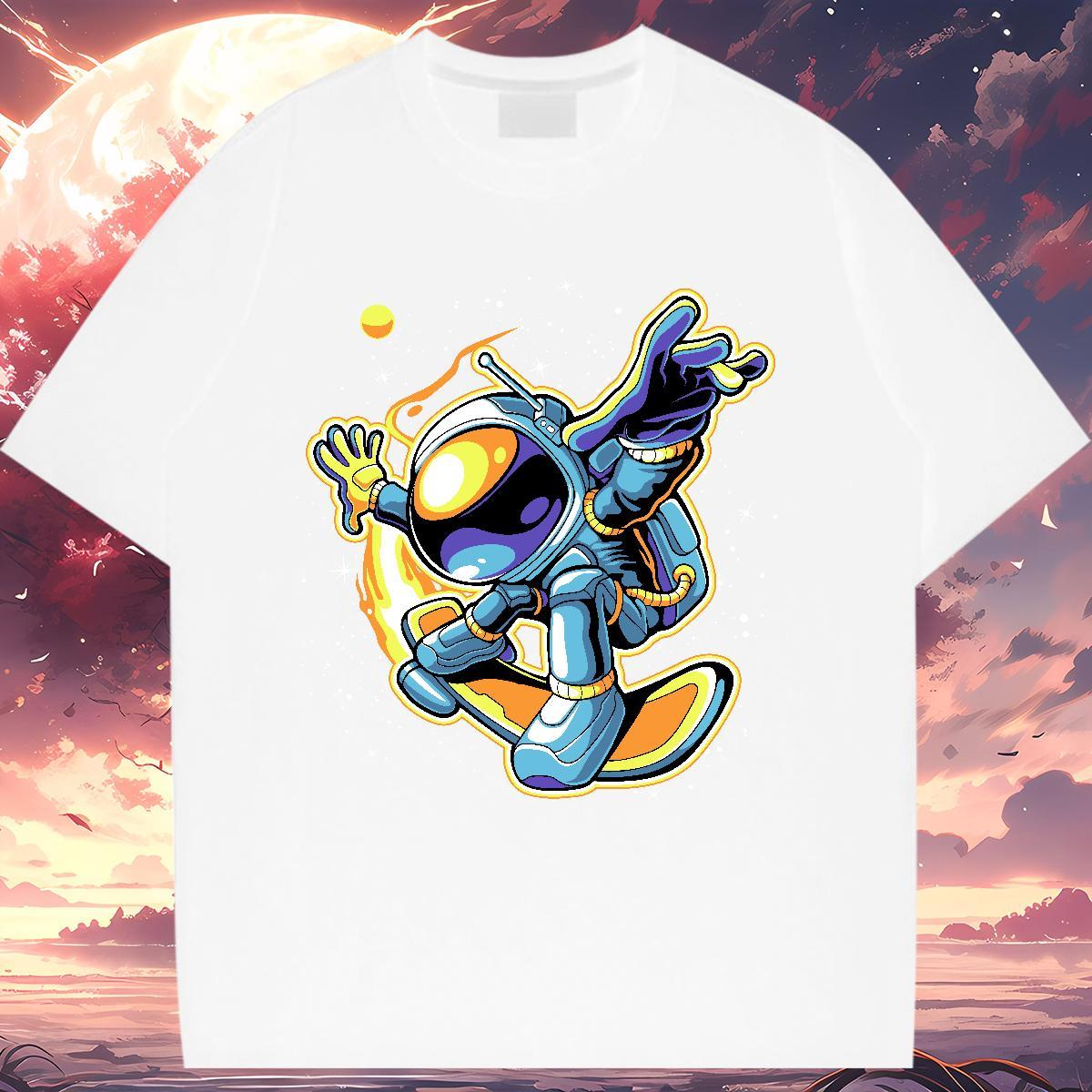 Wholesale Woman Tshirt 100% Cotton 230g cosmonaut Summer Casual Womens T Shirts Short Sleeve O-Neck Graphic Tshirts