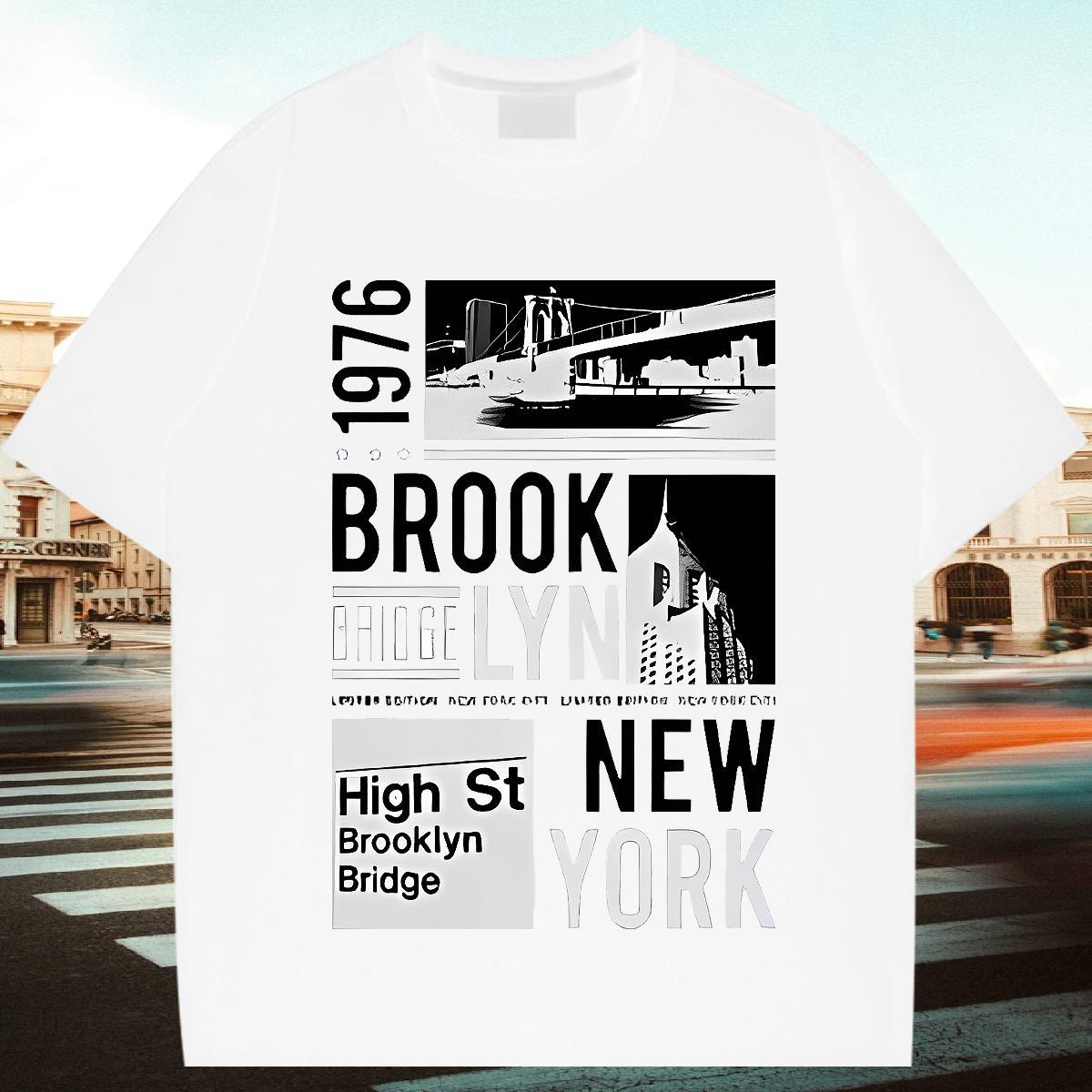 Loose Fit T-Shirts for Men 230g Cotton New York Casual Daily Wear Asian Size Pure Cotton Men Tees Designer Tees Shirts