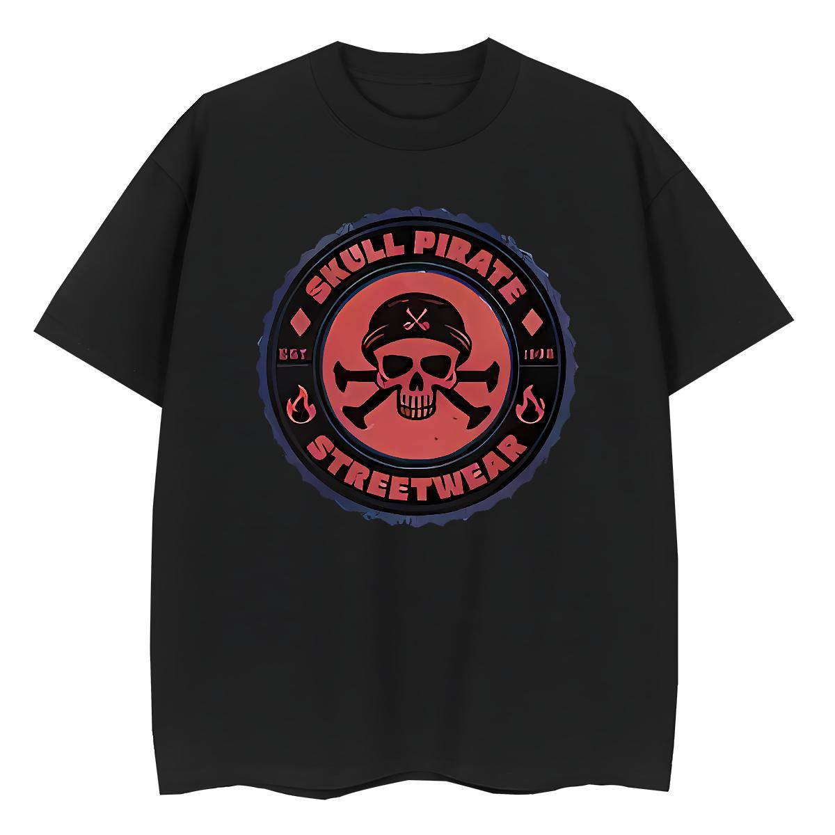 Soft T Shirt For Man 230g Pure Cotton skull High Street Hip Hop Custom Printed Breathable Men Tshirts Fashion New Tops Shirt