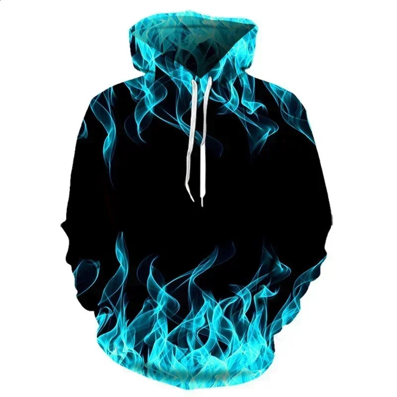 Autumn Funny Colorful Flame 3D Print Hoodies Men Women Fashion Casual Sweatshirts Oversized Hoodie Pullovers Tracksuit Clothing 240824