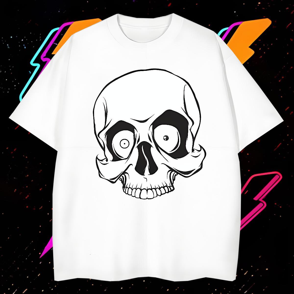 Wholesale T Shirts Men 230g Cotton skull Street Wear Custom Printing Breathable Couples T Shirts 2024 Clothes