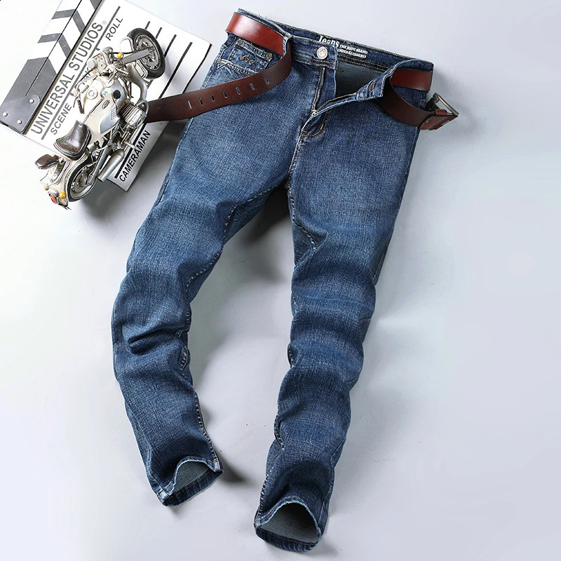 Spring Autumn Men Classic Jeans Mens Smart Jeans Fashion Business Straight Regular Blue Stretch Denim Trousers Mens Jeans 240824