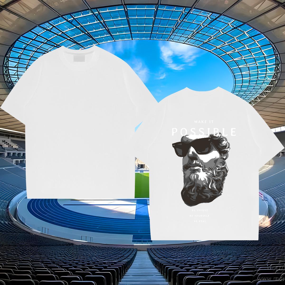 Wholesale T-Shirts 230g Pure Cotton portrait Beach Anime Print Round Neck Short Sleeve Men Tshirts Fashion Design Wear