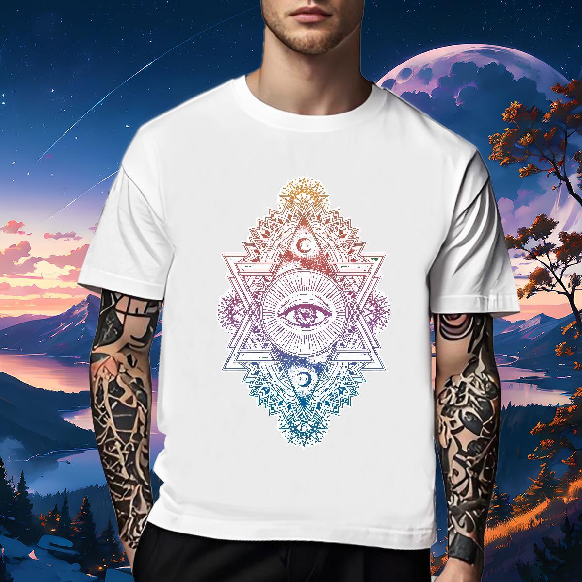 High Quality Man T Shirts 230g Pure Cotton eye of the devil Hip Hop Street Customized Breathable Crew Neck Men Tees DIY Tops Shirt