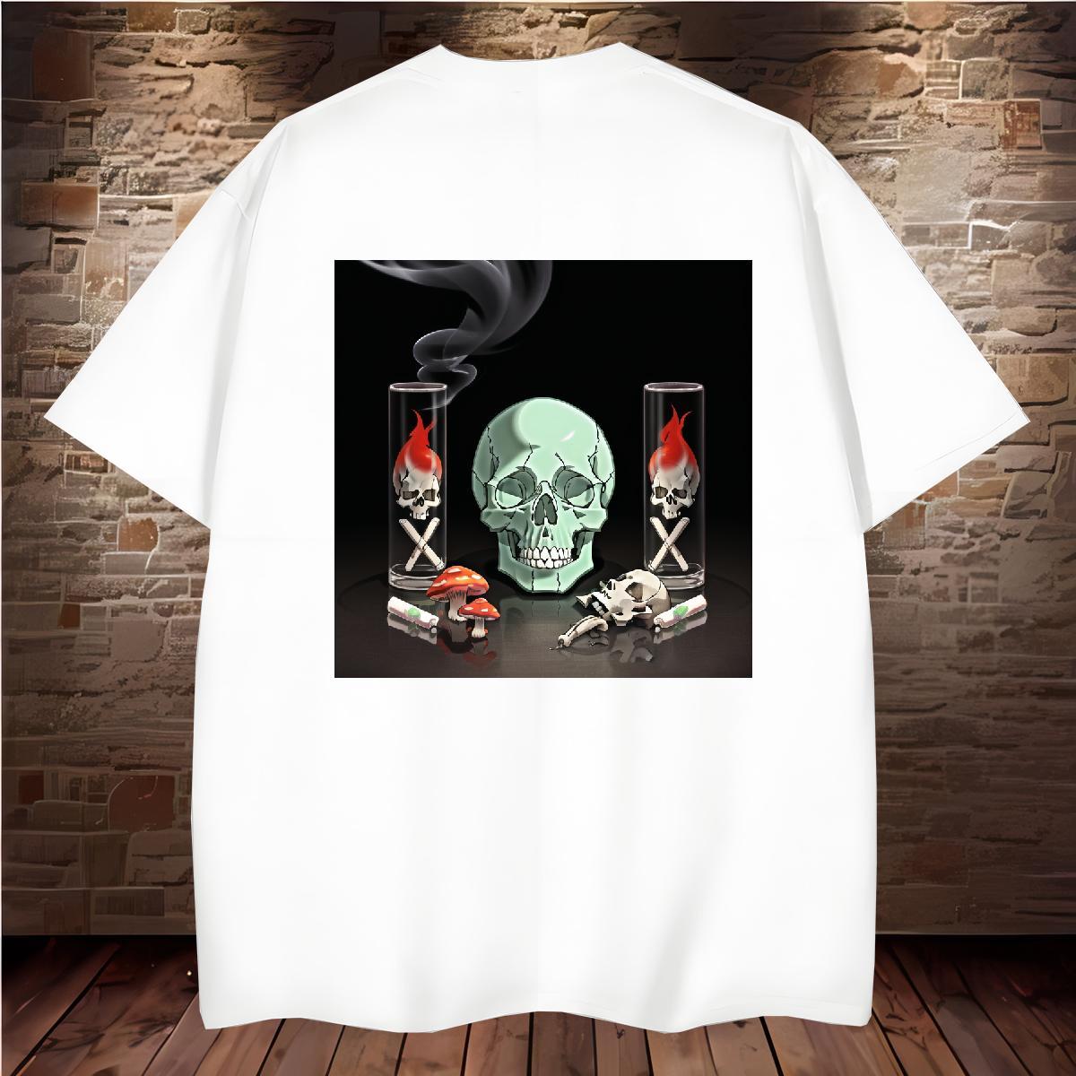 TOP Quality T-Shirts 100% Cotton 230g skull Spring Summer Custom Print Plus Size Crew Neck Breathable Men Tees DIY Customized Wear